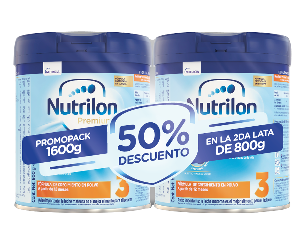 LECHE NUTRILON PREMIUM ETAPA 3 LATA 800GR+2DA 50%